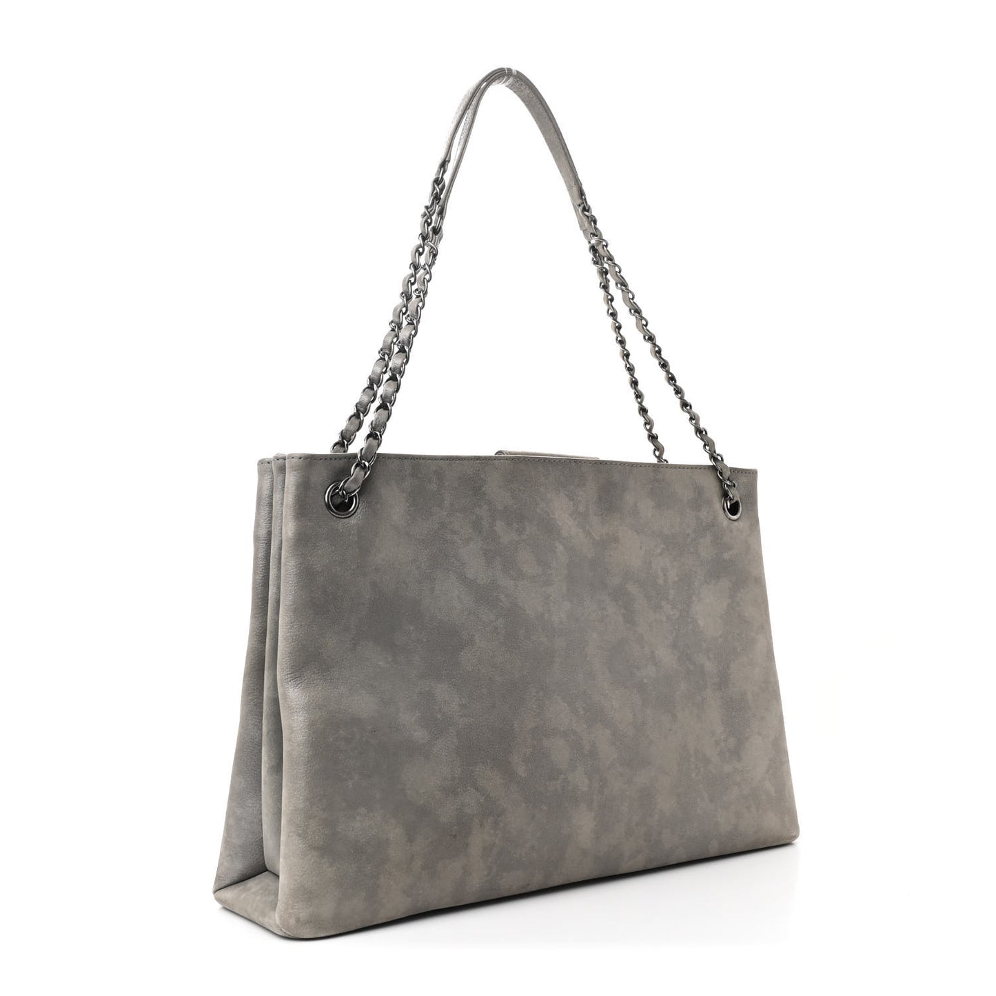 Iridescent Calfskin CC East West Shopping Tote Light Grey