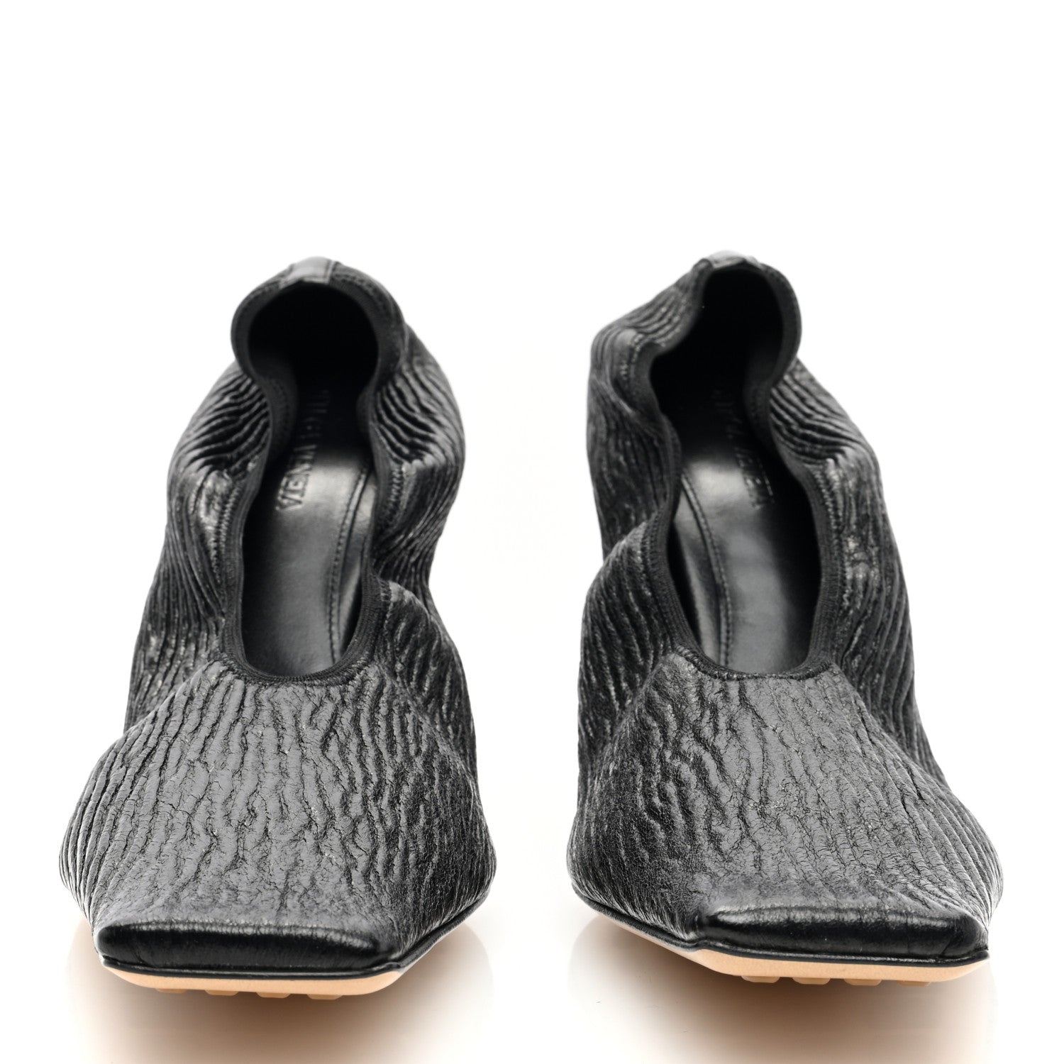 Bottega Veneta Crunch Calfskin Sharpei Pumps 41 Black 3 of 8