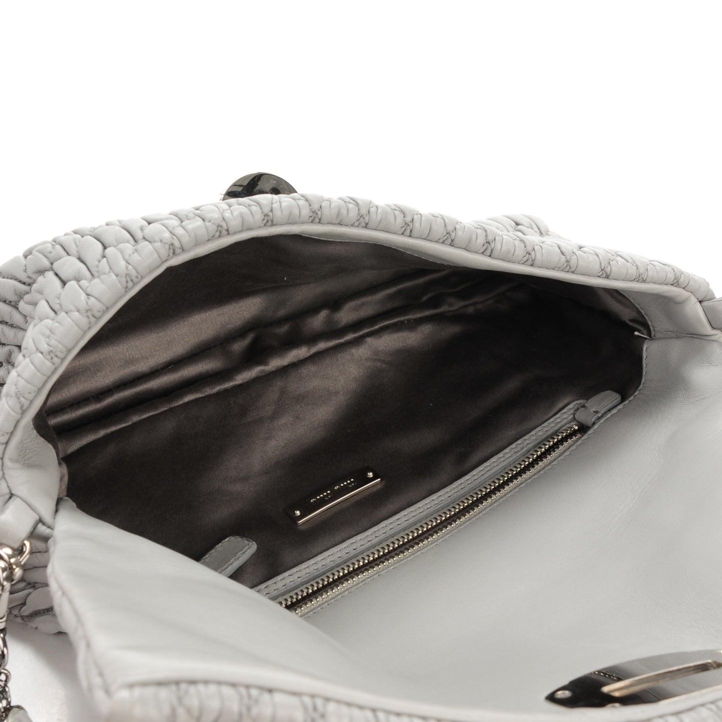 Matelasse Nappa Swarovski Crystal Shoulder Bag Grey
