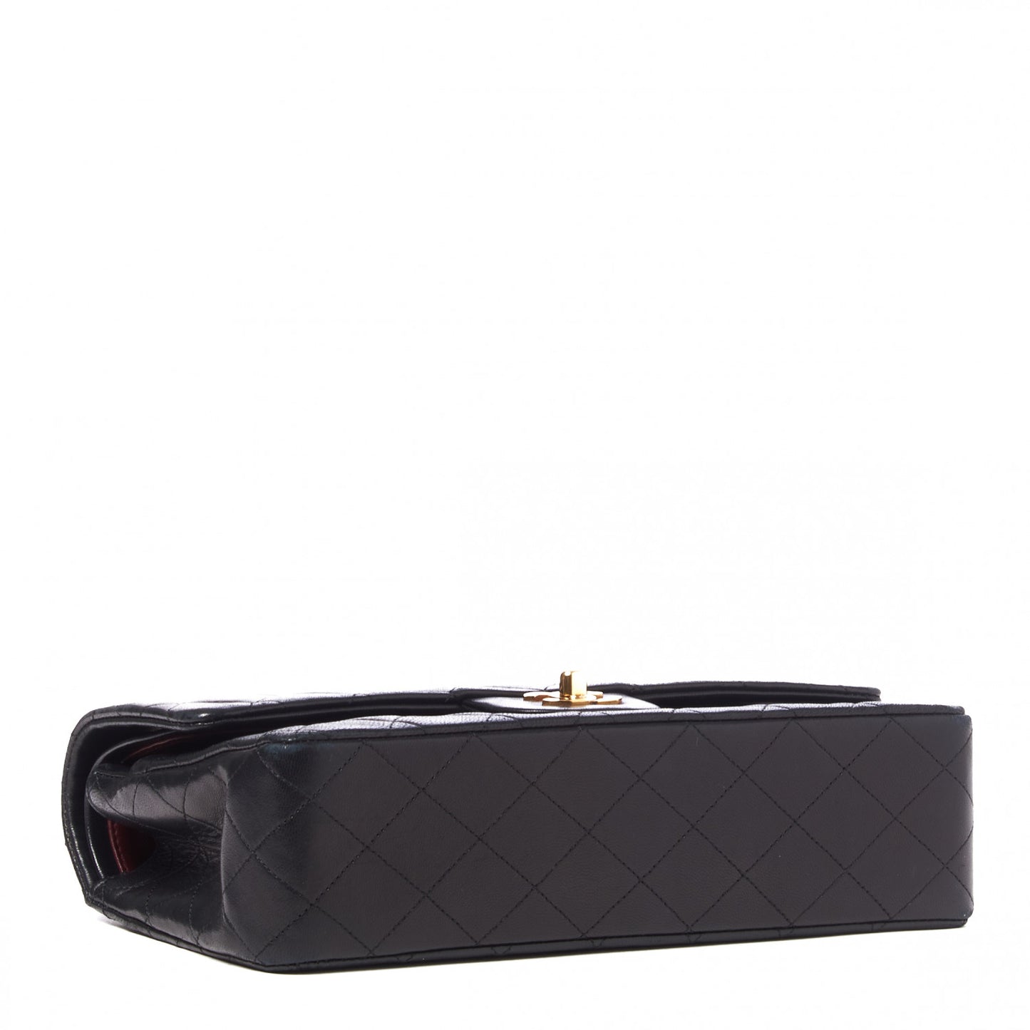 Lambskin Quilted Medium Double Flap Black