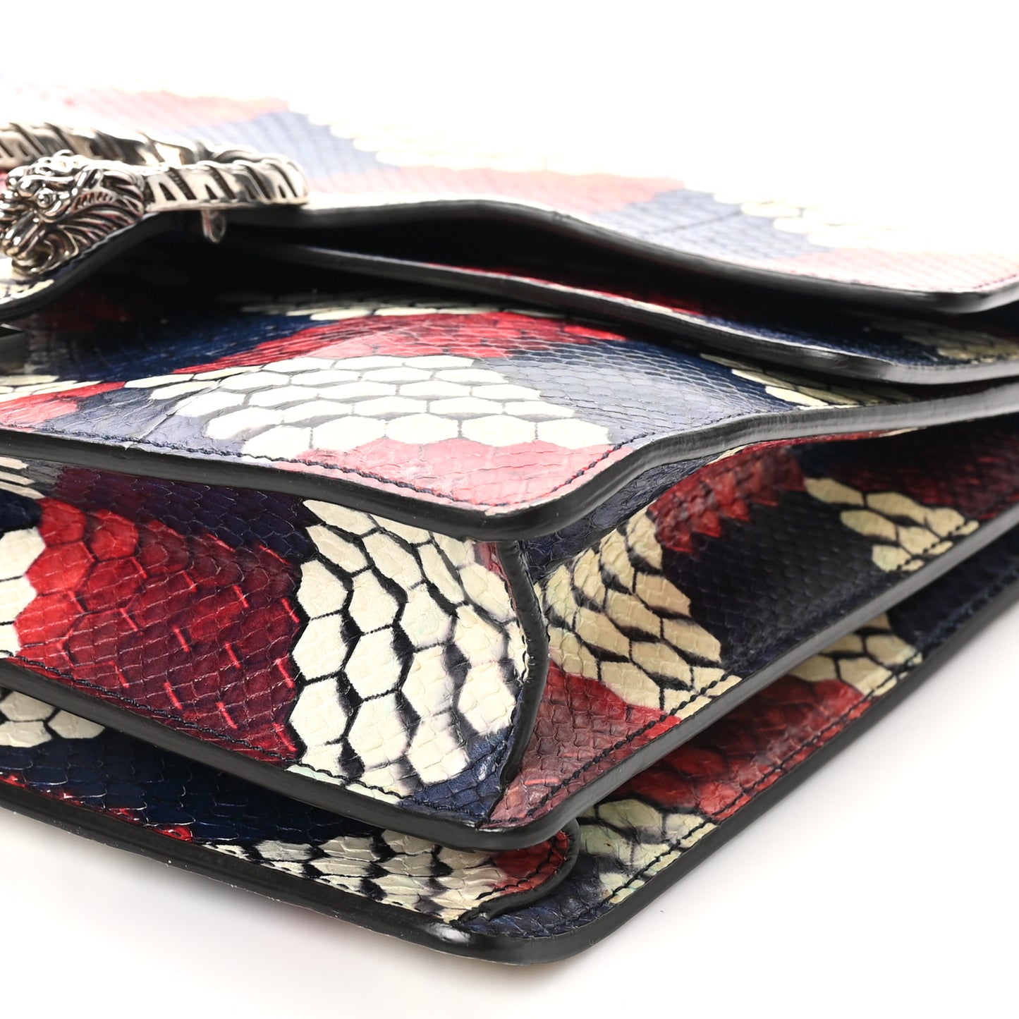 Snakeskin Cubic Medium Dionysus Shoulder Bag Red White Blue