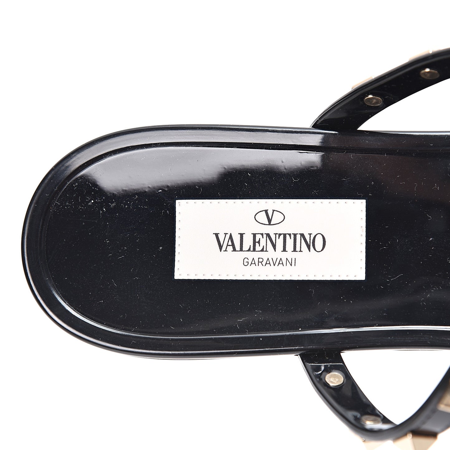 PVC Jelly Rockstud Caged Flat Thong Sandals 41 Black