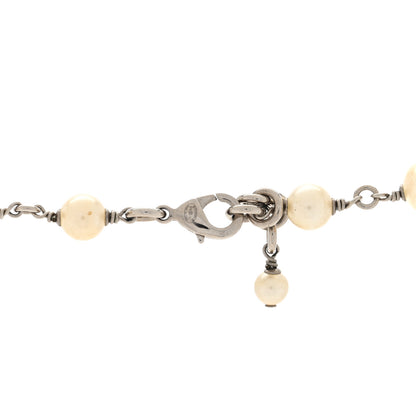Chanel Pearl Crystal CC Long Necklace Silver 4 of 4