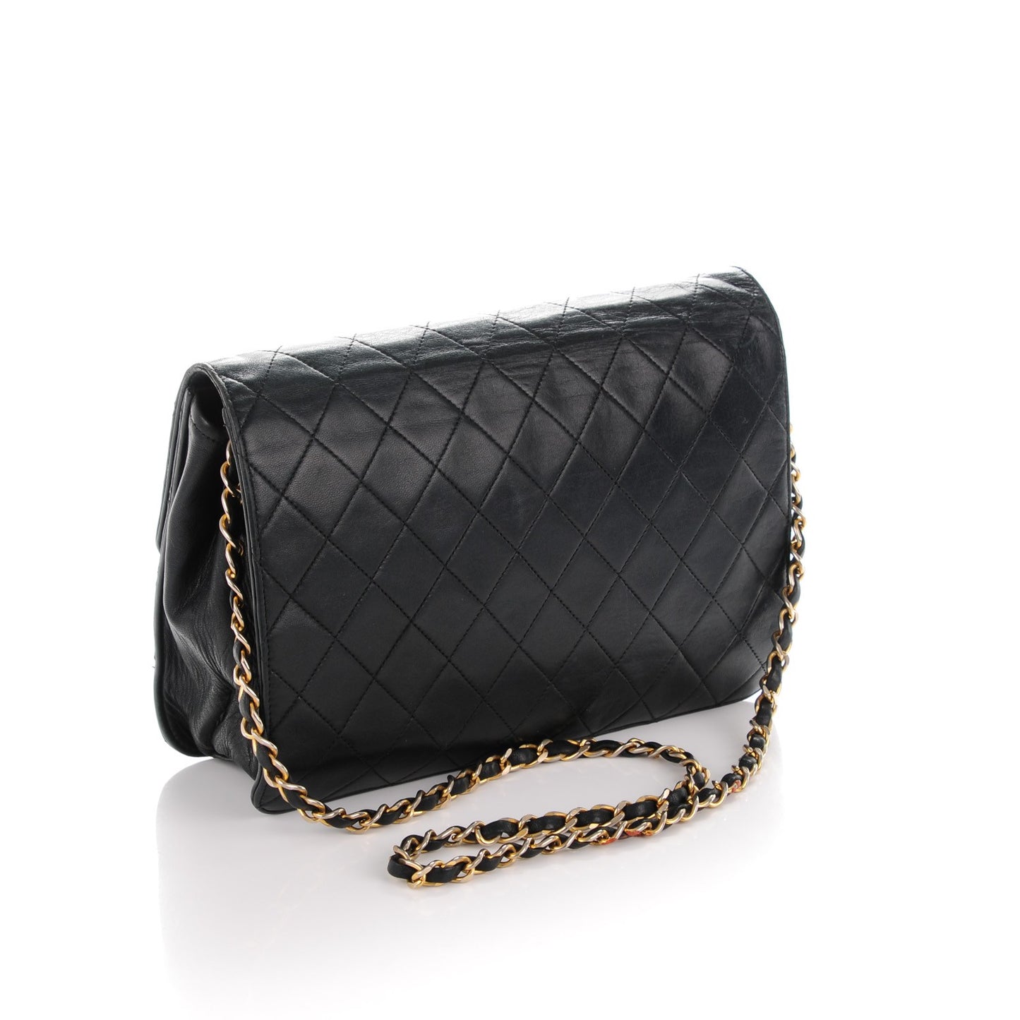 Lambskin Quilted Medium Single Flap Black