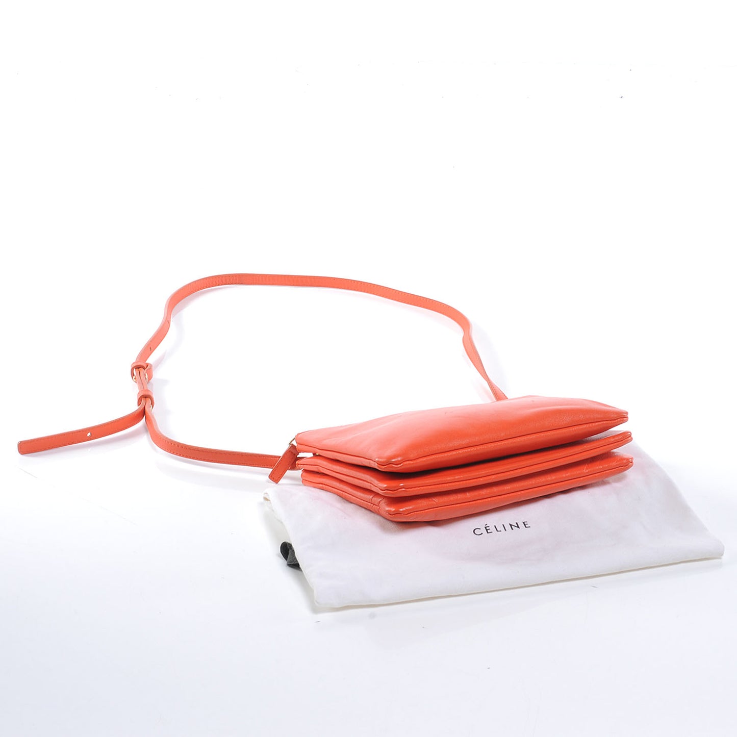Leather Trio Crossbody Bag Fluo Orange