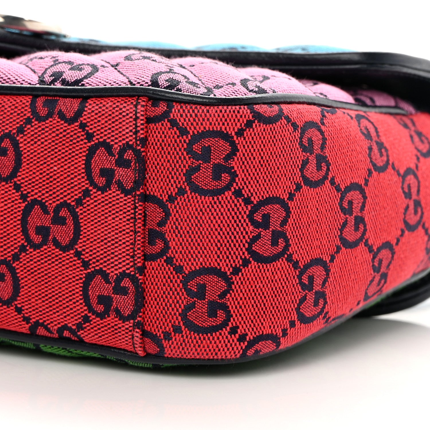 Gucci Monogram Multicolor Matelasse Diagonal Small GG Marmont Shoulder Bag Light Blue Pink Blue Green Red 8 of 11