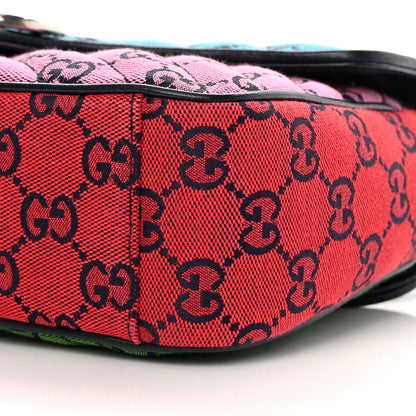 Gucci Monogram Multicolor Matelasse Diagonal Small GG Marmont Shoulder Bag Light Blue Pink Blue Green Red 8 of 11