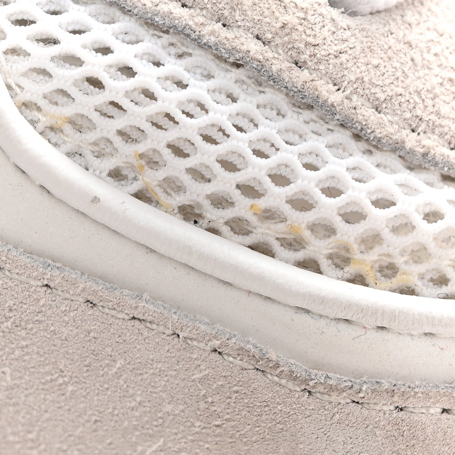 Mesh Suede Calfskin Grained Calfskin Womens CC Sneakers 39 White Grey