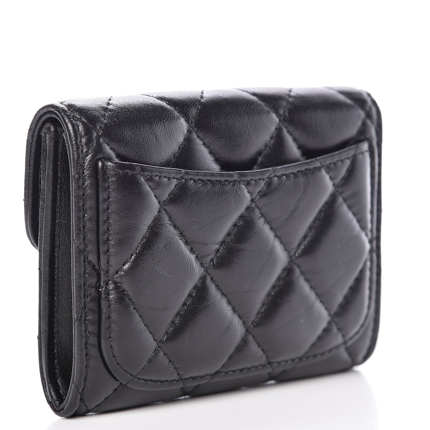 Chanel Aged Calfskin Quilted Reissue Flap Card Holder Wallet Black 3 of 11