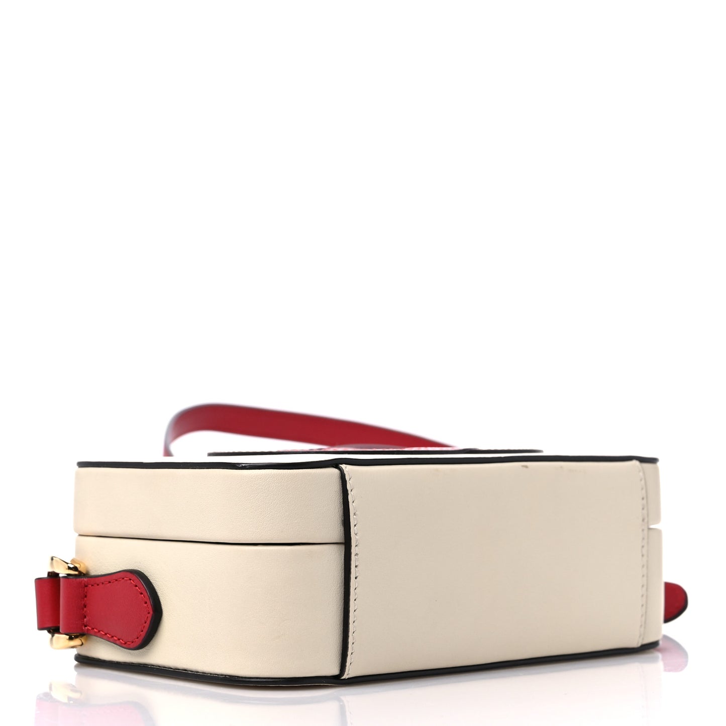 Vitello Eclipse Mini Interlocking G Shoulder Bag Mystic White Hibiscus Red