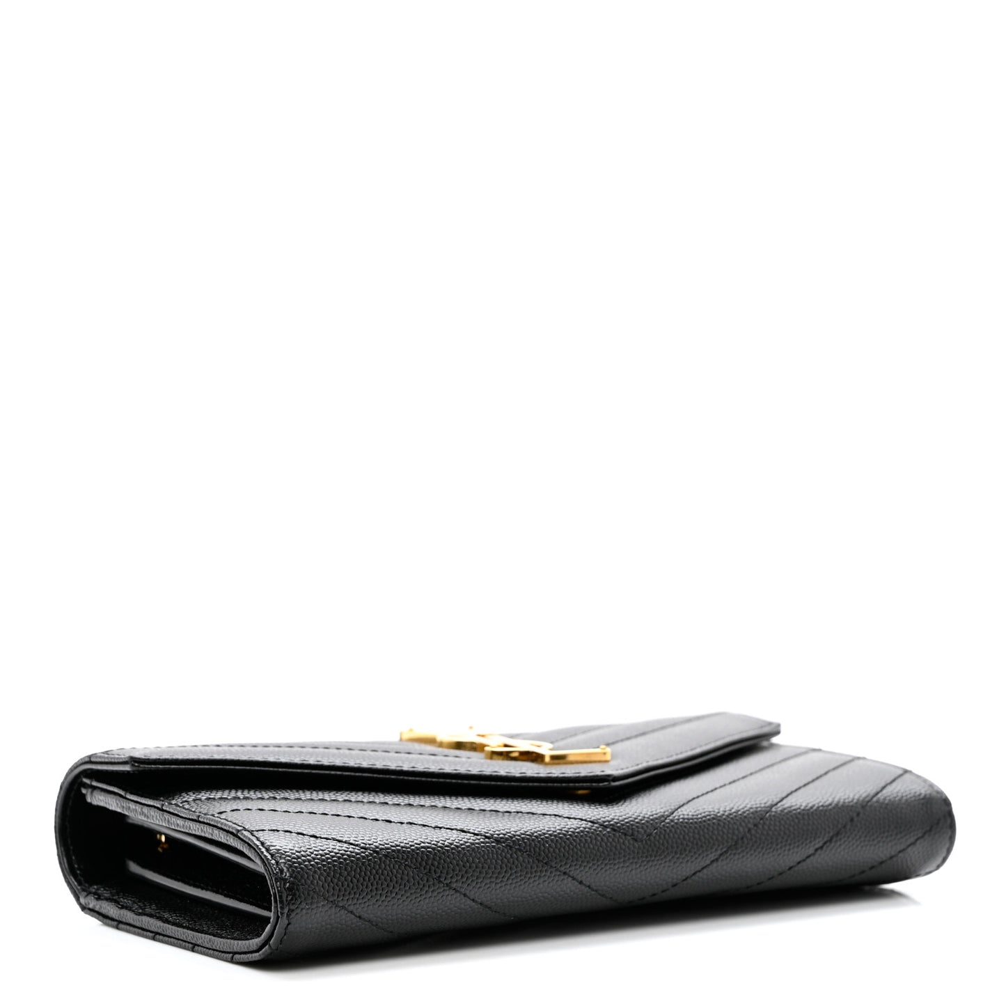 Grain De Poudre Matelasse Chevron Monogram Flap Wallet Black
