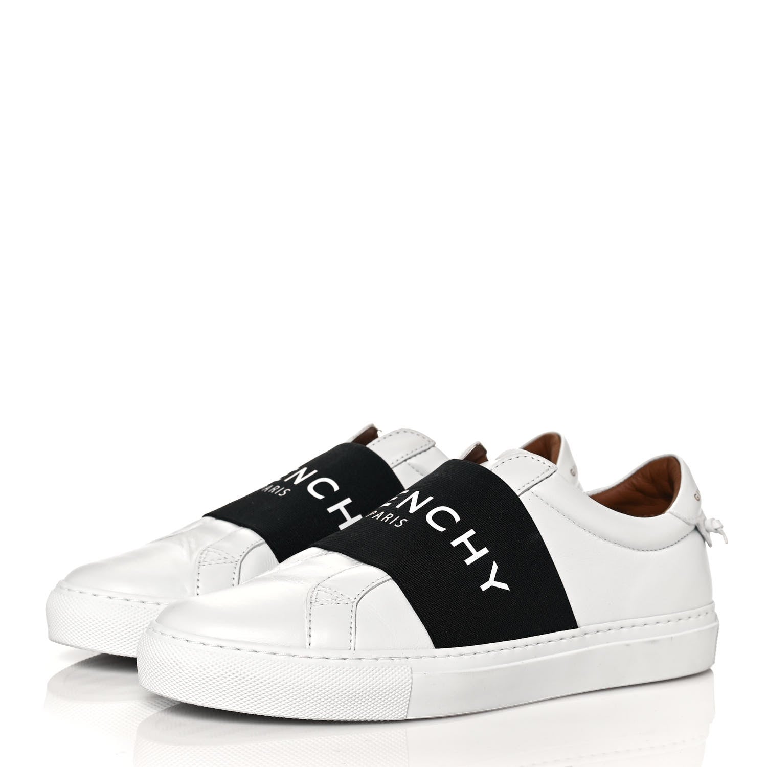 Givenchy Calfskin Band Logo Womens Urban Street Sneakers 38.5 White Black 3 of 10