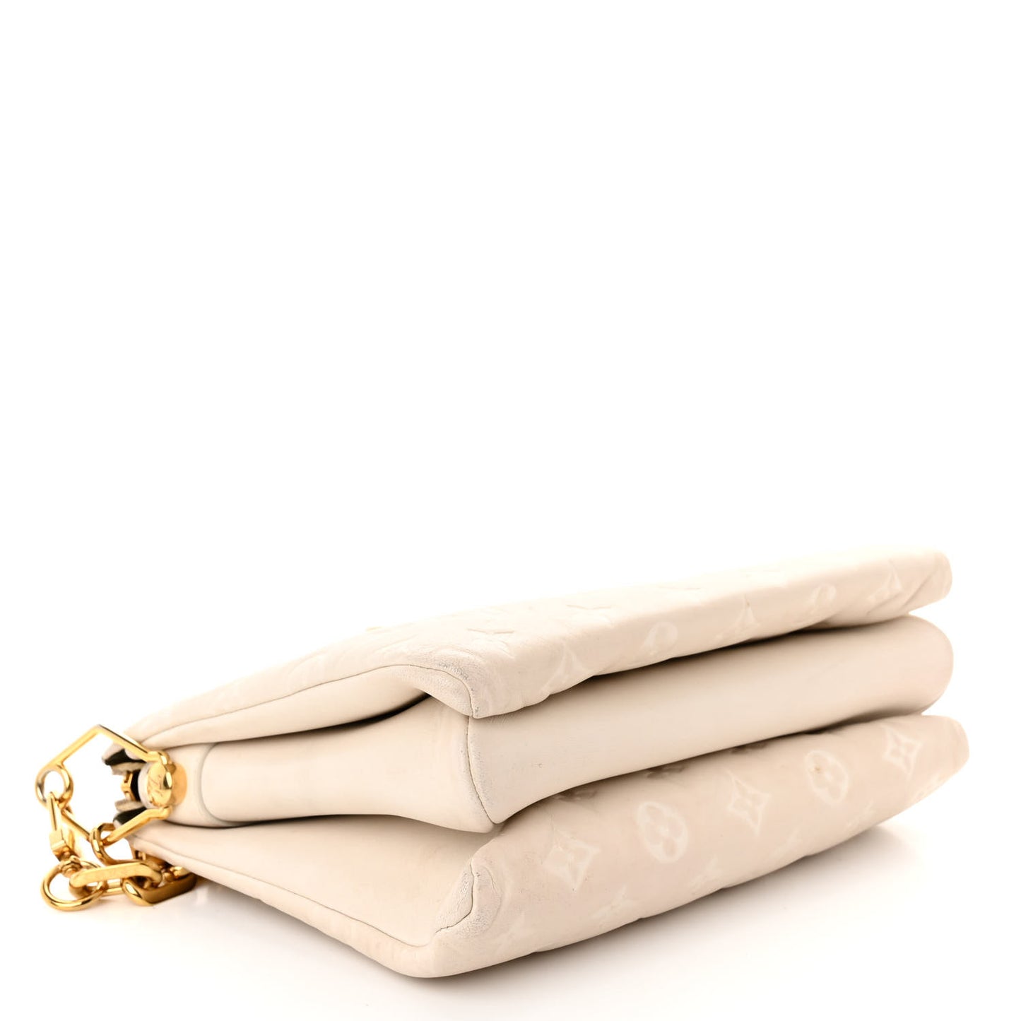 Lambskin Embossed Monogram Coussin PM Beige Cream
