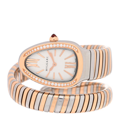 Bulgari Stainless Steel 18K Rose Gold Diamond Bezel 35mm Serpenti Tubogas Quartz Watch 2 of 5