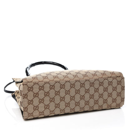Gucci Monogram Bamboo Top Handle Tote Black 5 of 9