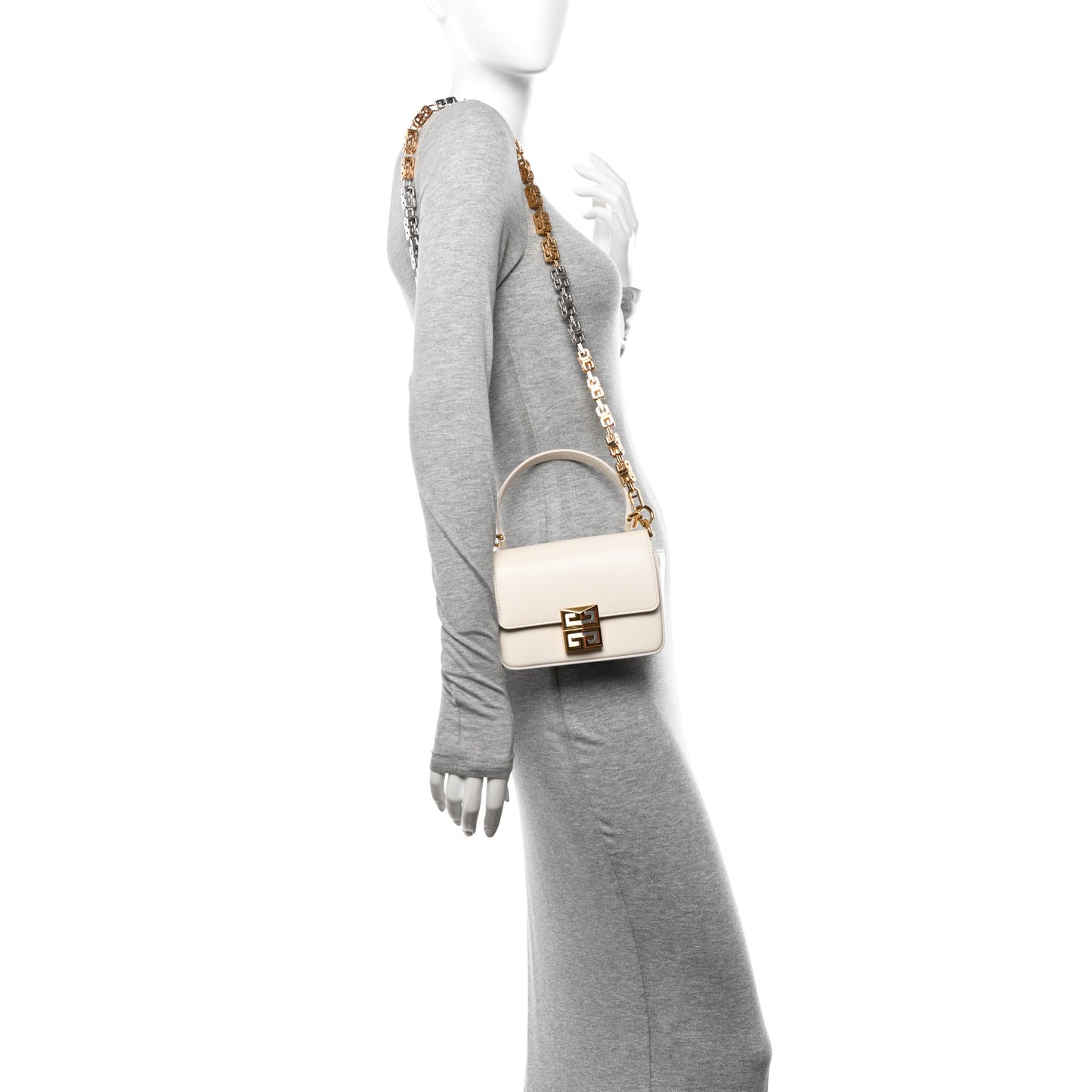 Box Calfskin Small 4G Cube Chain Shoulder Bag Ivory