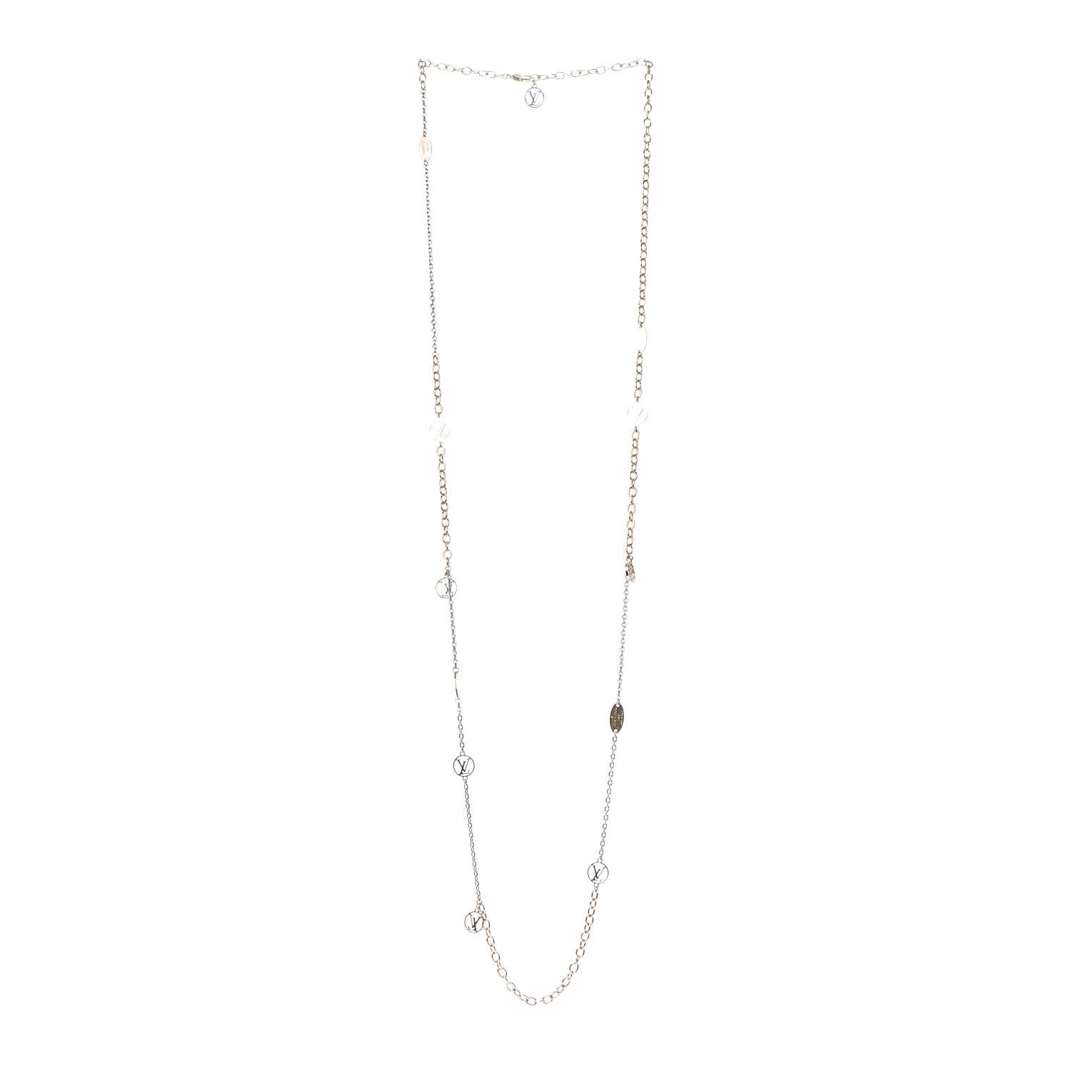 Louis Vuitton Logomania Sautoir Necklace Silver Gold 3 of 5