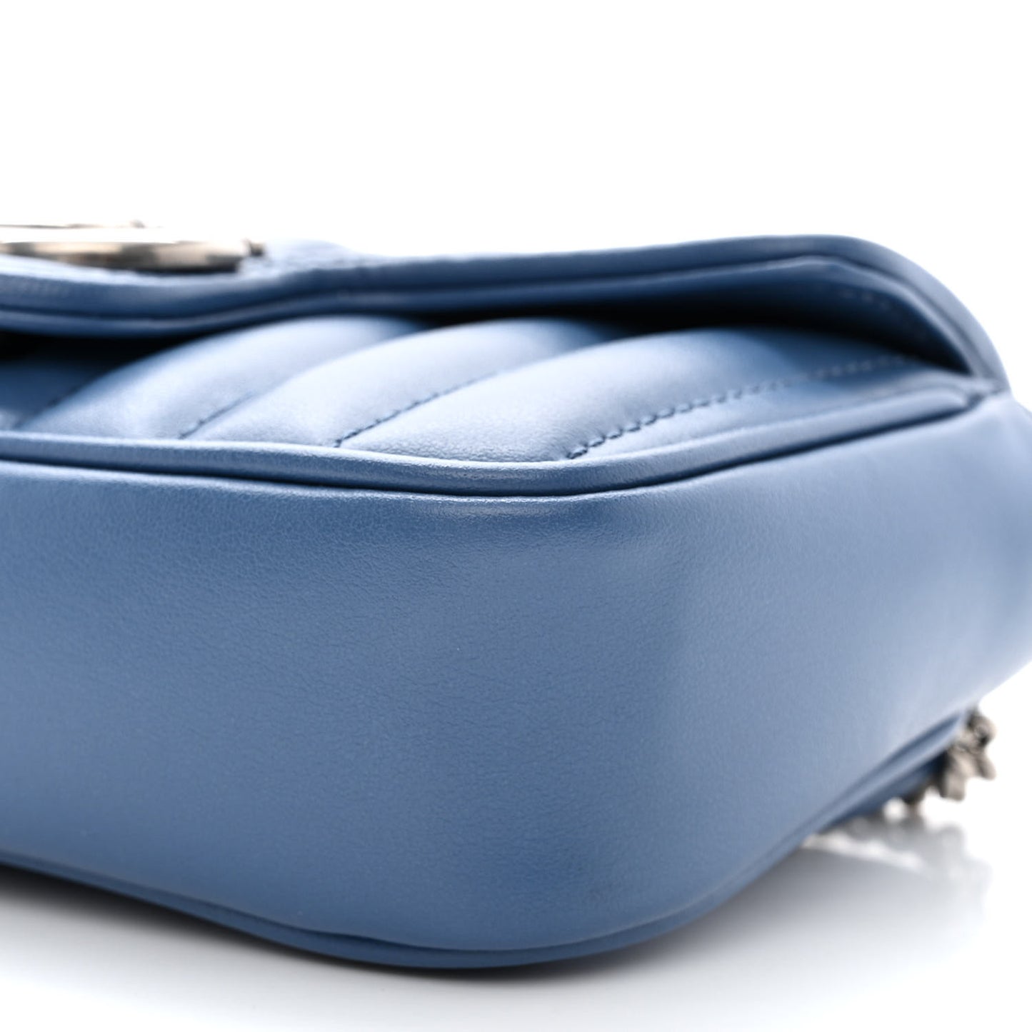Calfskin Matelasse Aria Super Mini GG Marmont Shoulder Bag Clear Blue