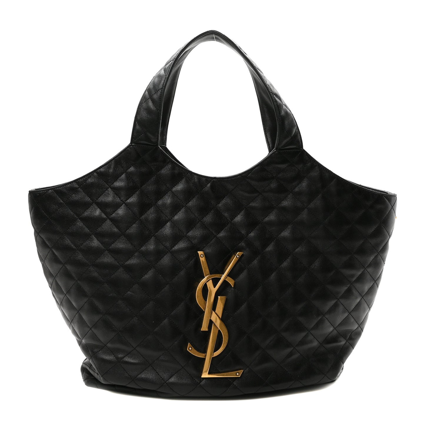 Lambskin Quilted Maxi Icare Shopping Tote Black