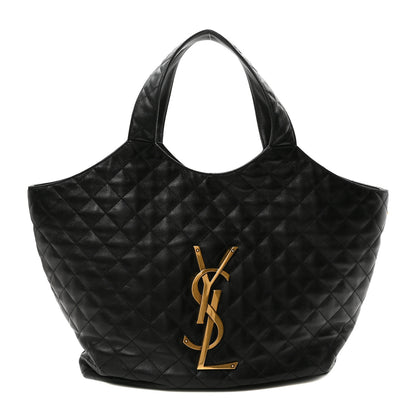 Saint Laurent Lambskin Quilted Maxi Icare Shopping Tote Black 1 of 10