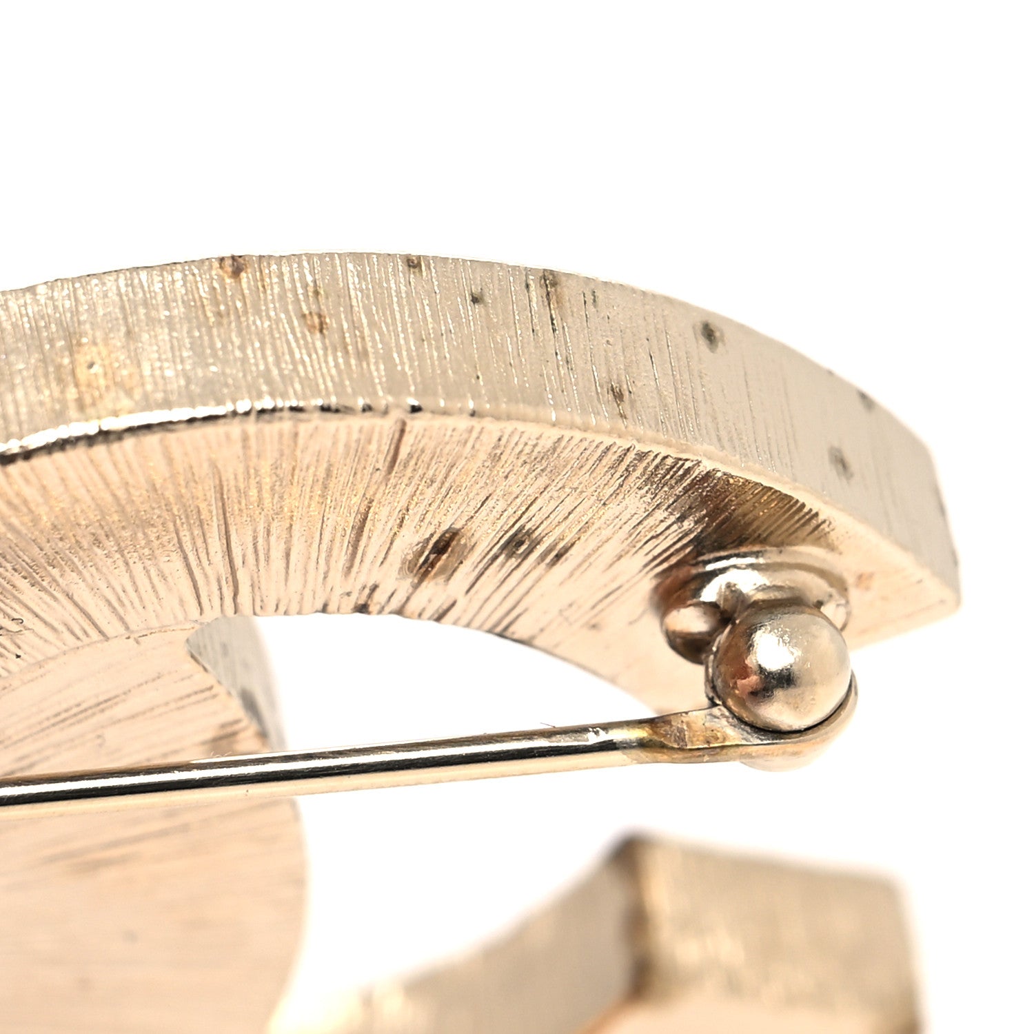Chanel Metal Quilted CC Brooch Silver Gold 5 of 5