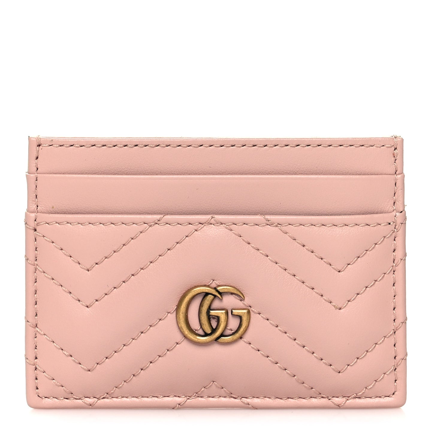 Calfskin Matelasse GG Marmont Card Holder Perfect Pink