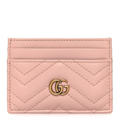 Gucci Calfskin Matelasse GG Marmont Card Holder Perfect Pink 1 of 8