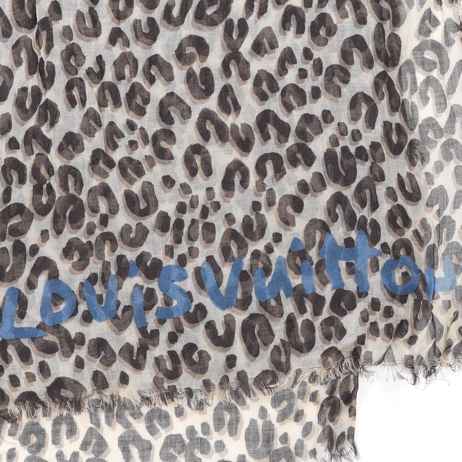 Louis Vuitton Cashmere Silk Leopard Stole Beige 4 of 5