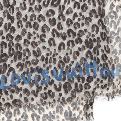 Louis Vuitton Cashmere Silk Leopard Stole Beige 4 of 5