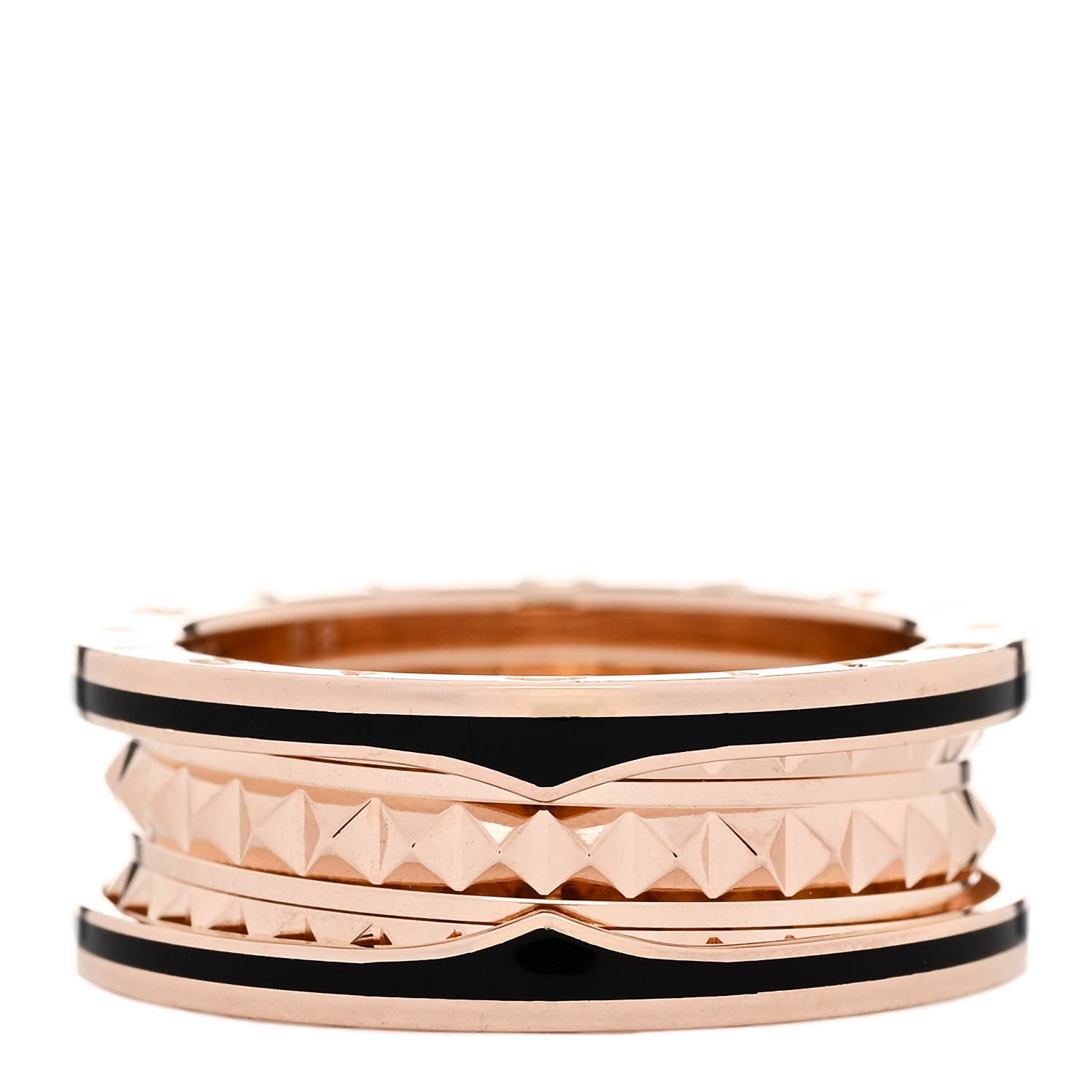 Bulgari 18K Rose Gold Black Ceramic B.Zero1 Rock Two-Band Ring 58 8.25 3 of 7