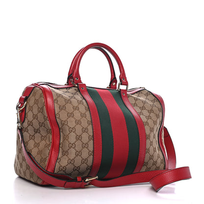 Gucci Monogram Vintage Web Medium Boston Red 2 of 6