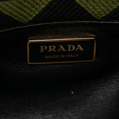 Prada Jacquard Triangolo Symbole Embroidered Small Shoulder Bag Black Edera 6 of 8