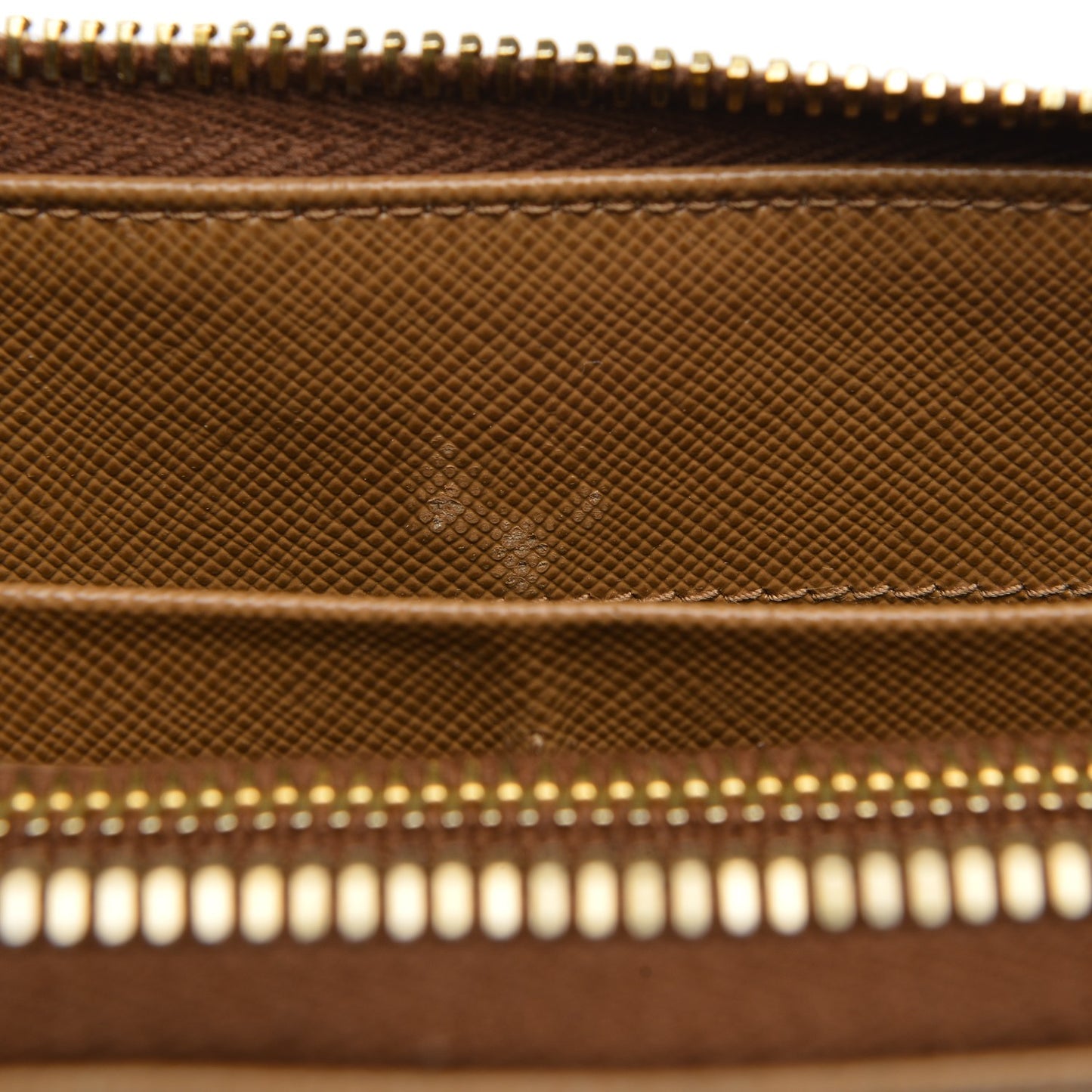 Saffiano Metal Zip Around Wallet Caramel