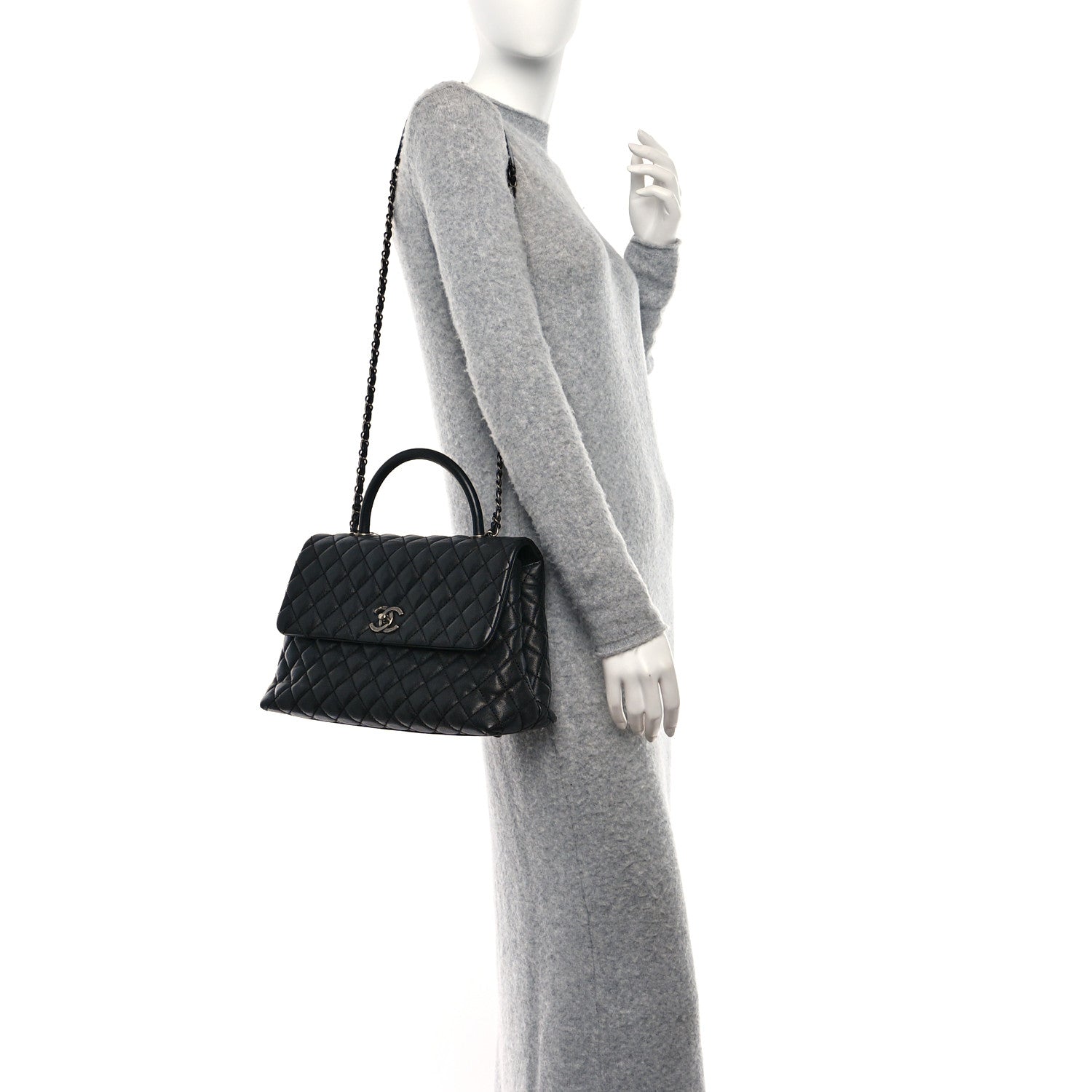 Chanel Caviar Quilted Medium Coco Handle Flap Black 2 of 9