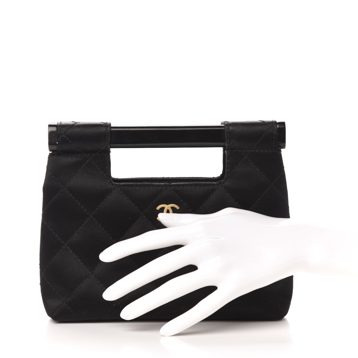 Chanel Satin Quilted Clutch Black 2 of 9