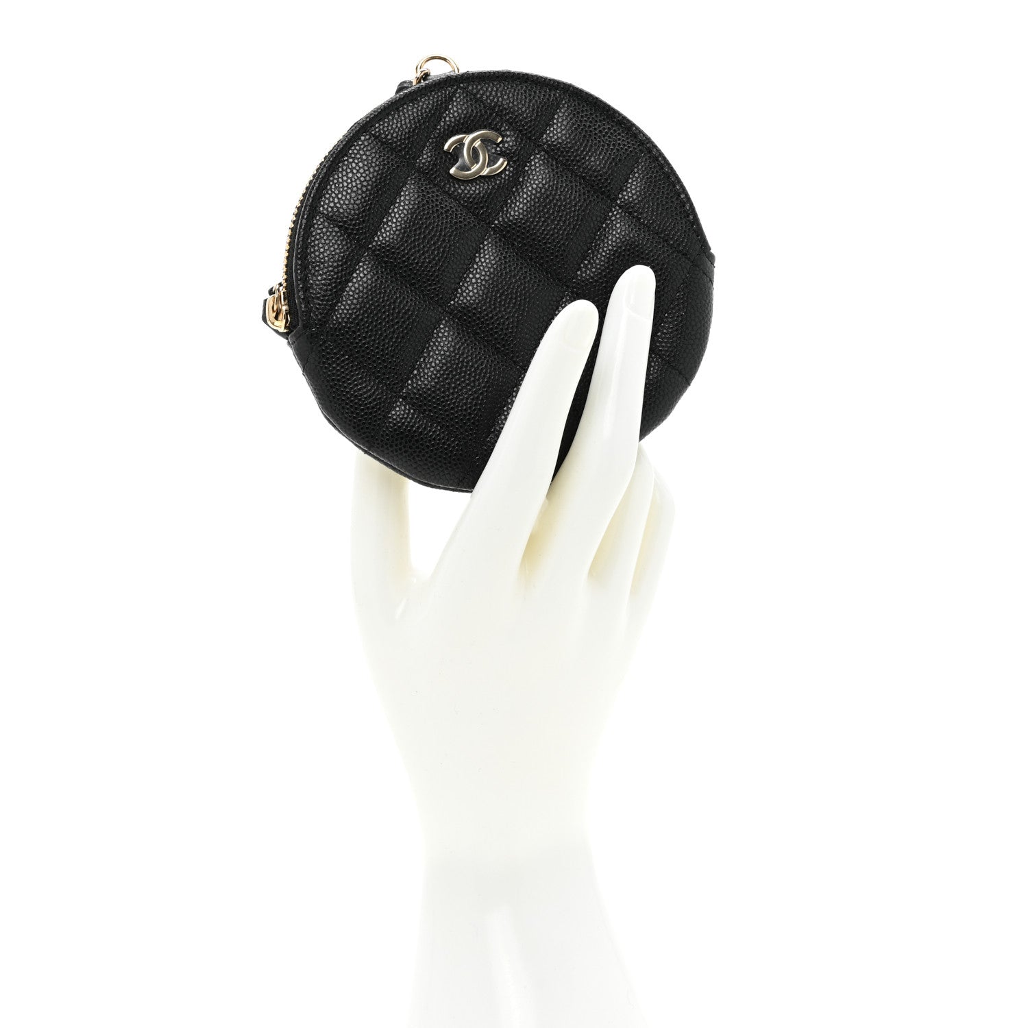 Chanel Caviar Quilted Round Clip On Coin Purse Black 2 of 10