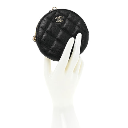 Chanel Caviar Quilted Round Clip On Coin Purse Black 2 of 10