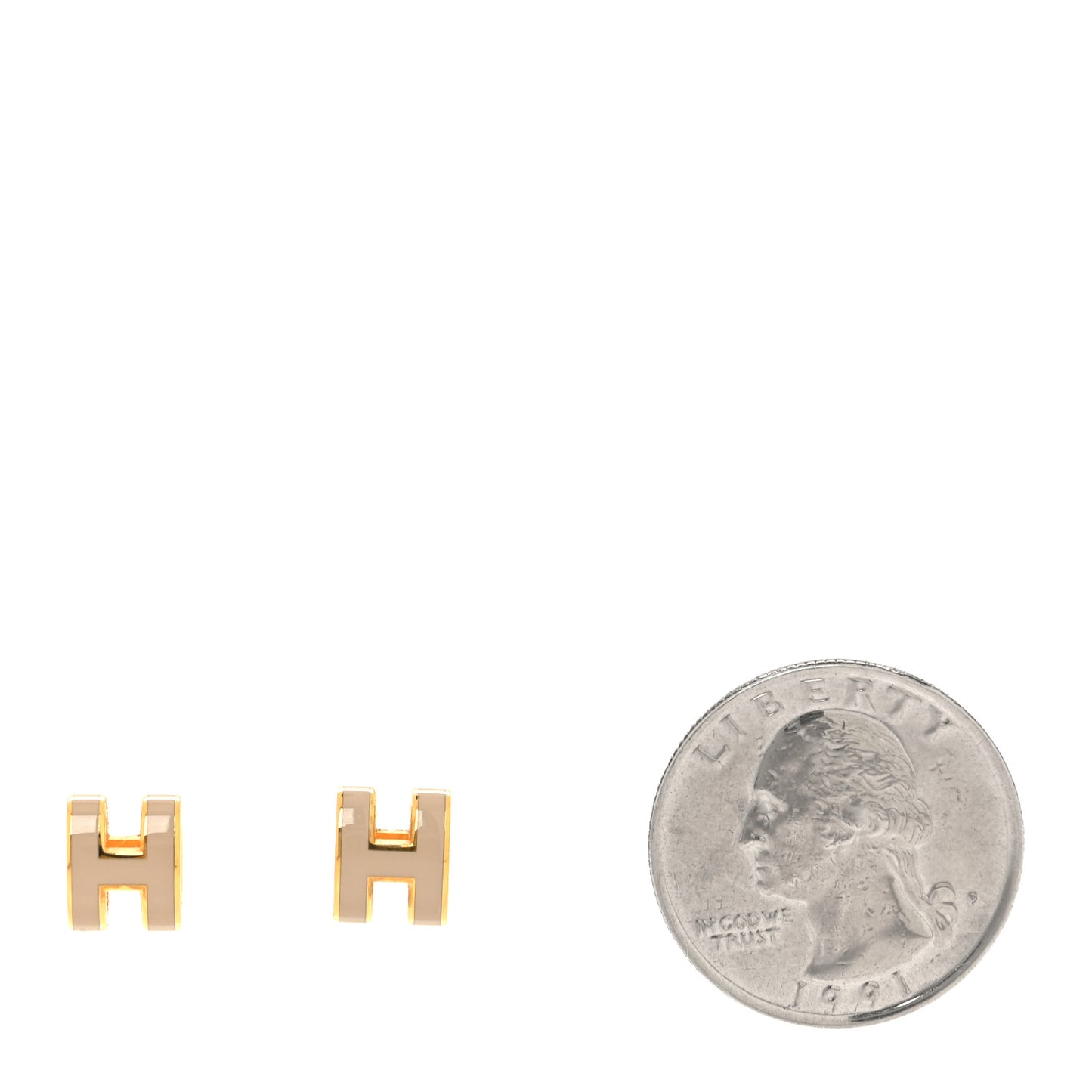 Gold Lacquered Mini Pop H Earrings Marron Glace