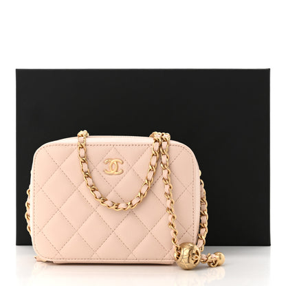 Chanel Lambskin Quilted CC Pearl Crush Camera Case Light Beige 11 of 11