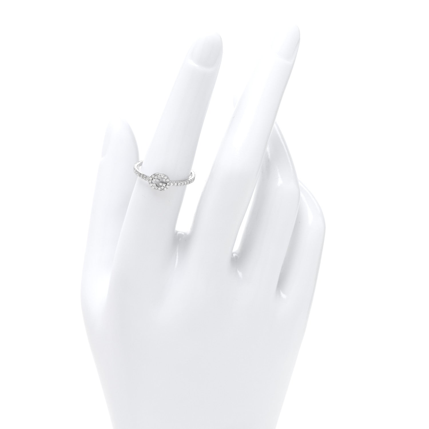 Gucci 18K White Gold Diamond Interlocking G Ring  53 6.5 2 of 5