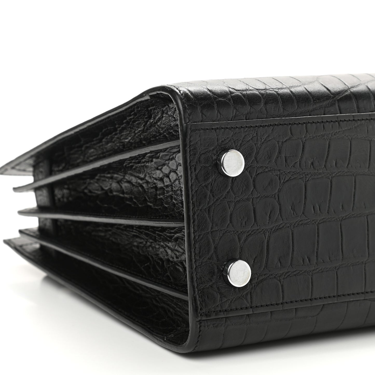 Calfskin Crocodile Embossed Baby Sac De Jour Black