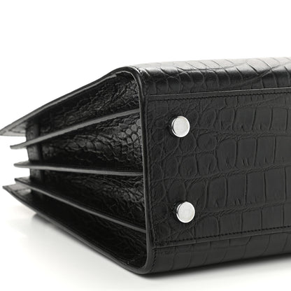 Saint Laurent Calfskin Crocodile Embossed Baby Sac De Jour Black 10 of 13