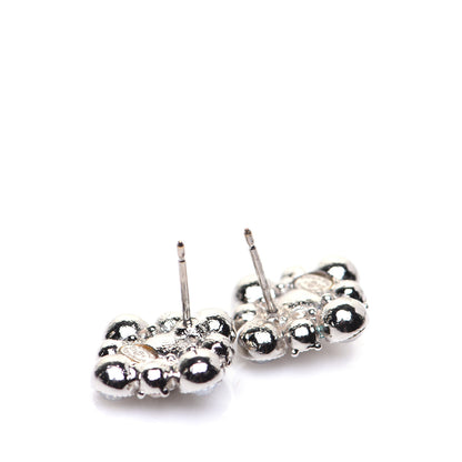 Chanel Crystal CC Flower Earrings Silver 3 of 7