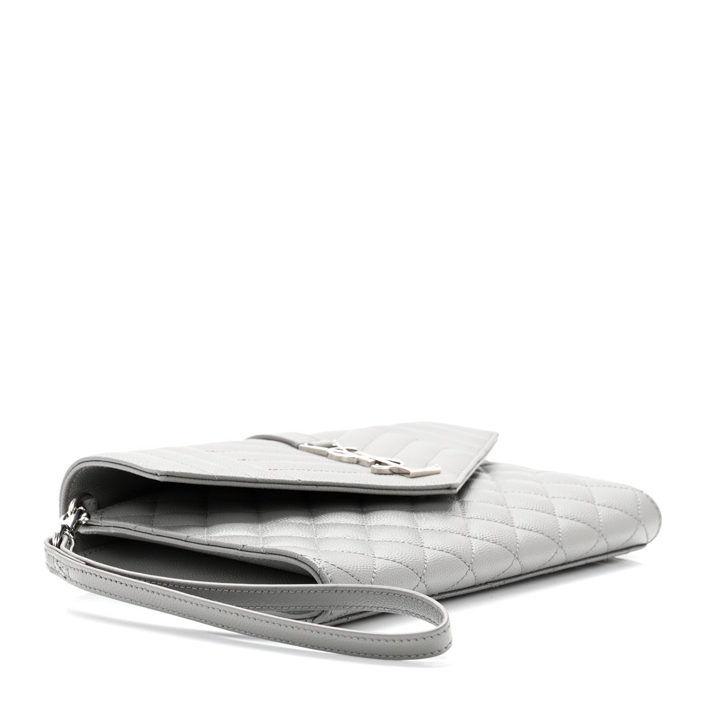 Grain De Poudre Textured Mixed Matelasse Triquilt Monogram Clutch Storm