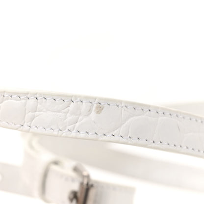 Balenciaga Shiny Calfskin Logo Crocodile Embossed Cash Phone Holder Bag White Black 13 of 13