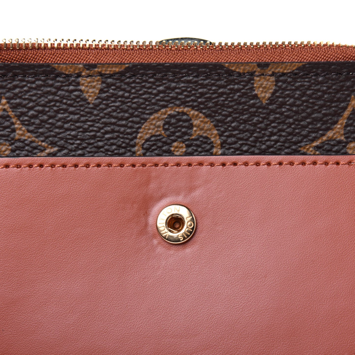 Monogram Flower Lock Compact Wallet Caramel