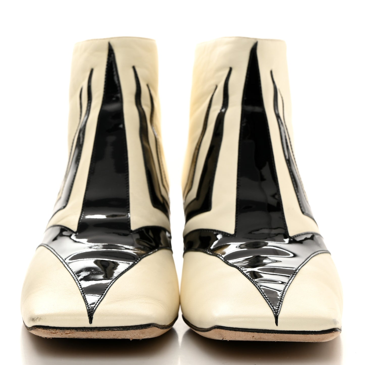Lambskin Patent Ankle Boots 41 Beige Black