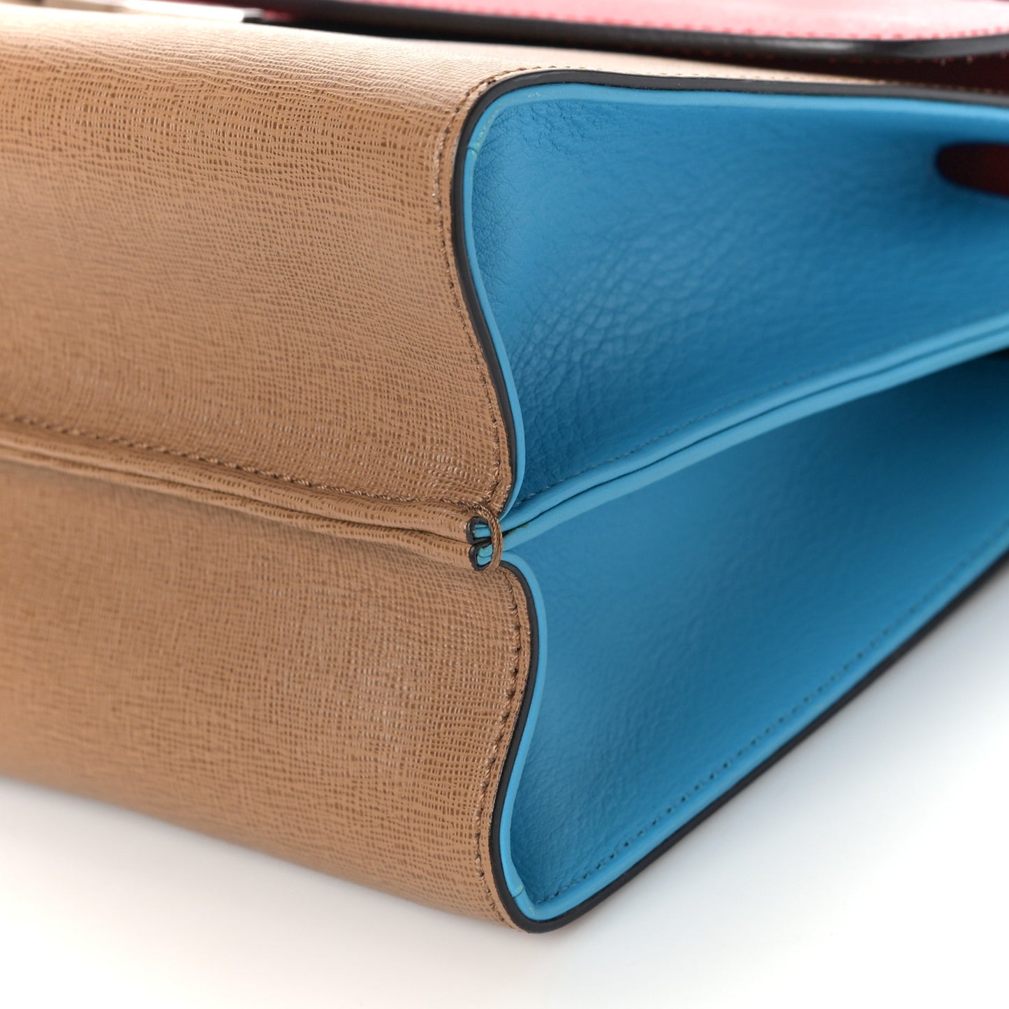 Vitello Elite Flamingo Colorblock Demi Jour Shoulder Bag Orzo Mattone Maldives