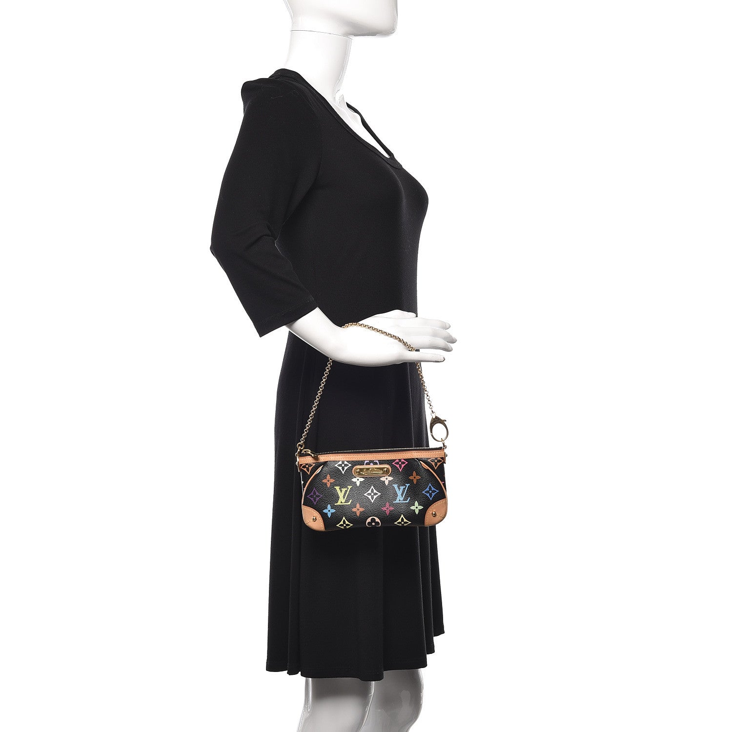 Louis Vuitton Monogram Multicolor Pochette Milla MM Black 2 of 9