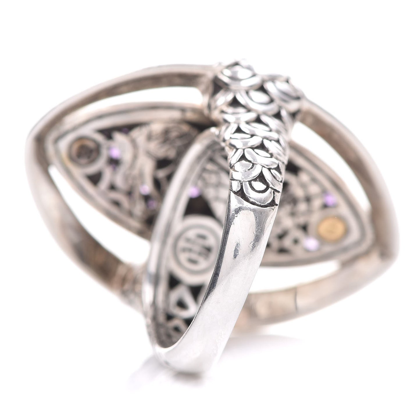 Sterling Silver 18K Yellow Gold Amethyst Naga Ring 57 8